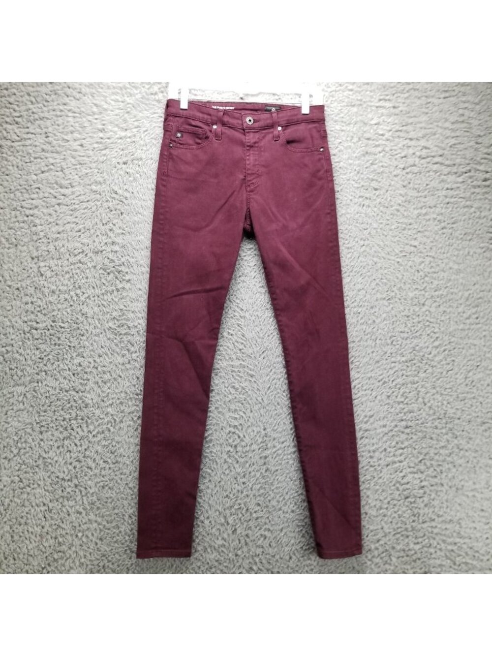 AG Adriano Goldschmied Jeans Womens 27 Burgundy Red Farrah Skinny Stretch Denim
